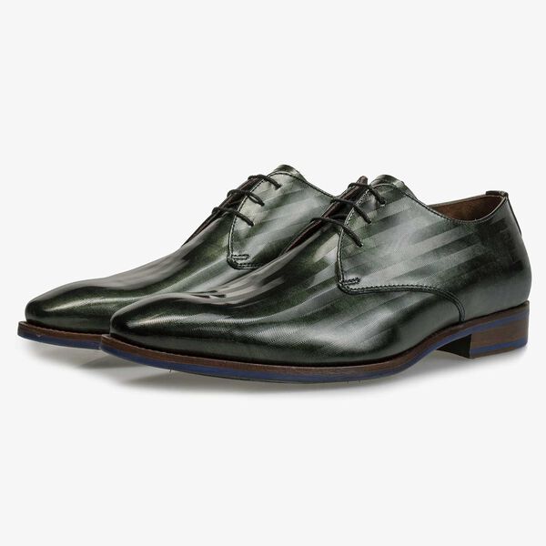 Green Premium patent leather lace shoe