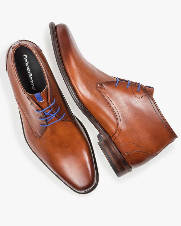 Kalfsleren veterboot donker cognac