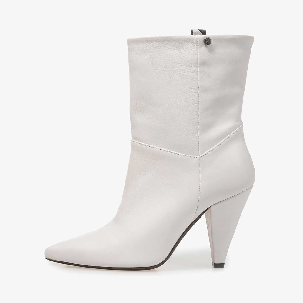 Off-white nappa leather high boots
