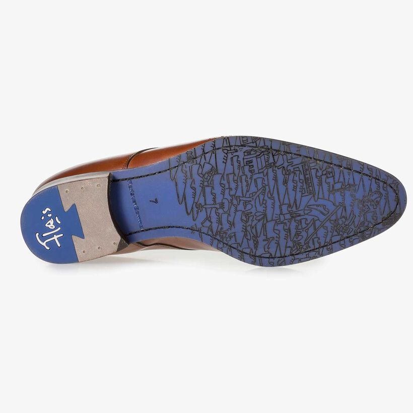 Kalfsleren veterschoen donker cognac