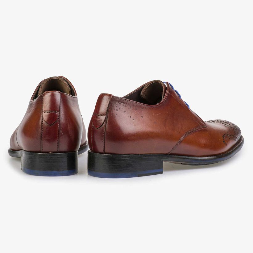 Cognac veterschoen met brogue details