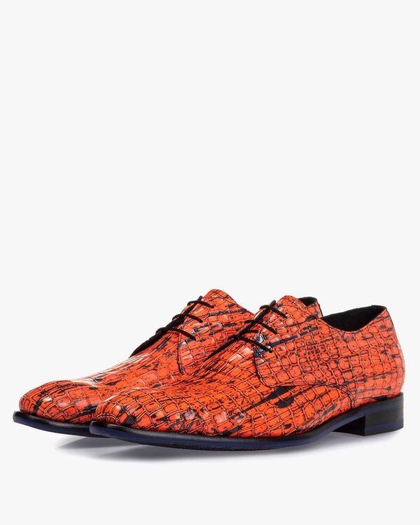 Lace shoe patent leather orange