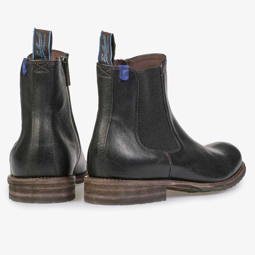 Wol gevoerde zwarte leren chelsea boot