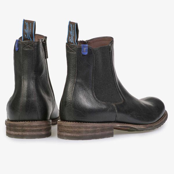 Wol gevoerde zwarte leren chelsea boot