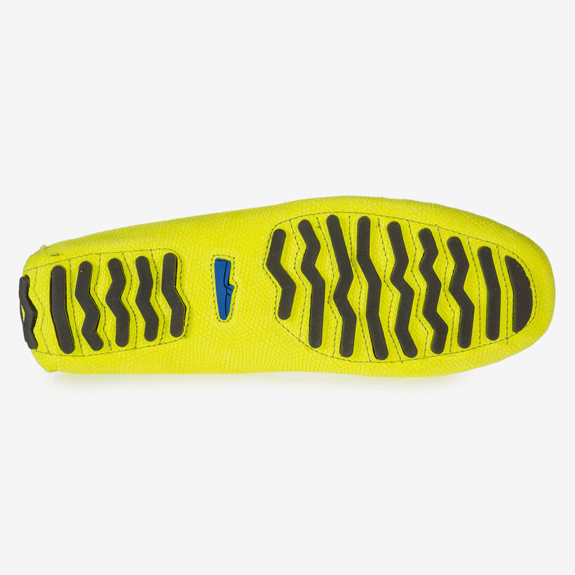 Premium leren mocassin fluor geel