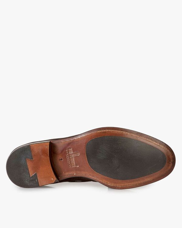 Dark brown suede leather loafer