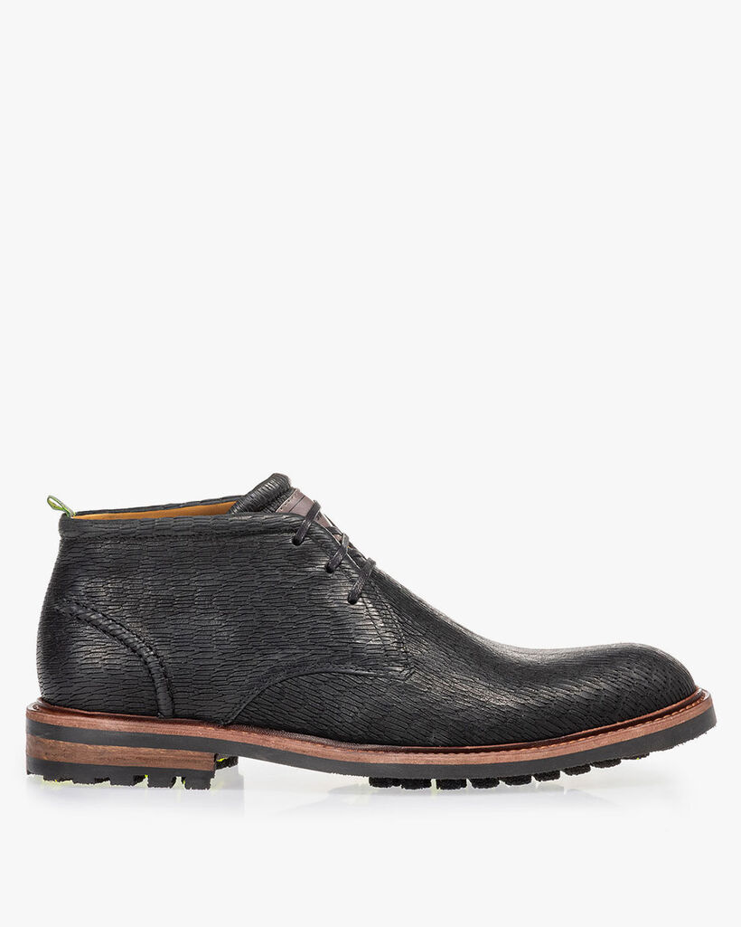 Veterboot zwart met print