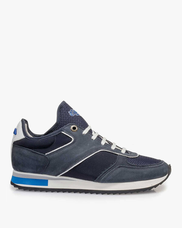 Donkerblauwe nubuckleren sneaker