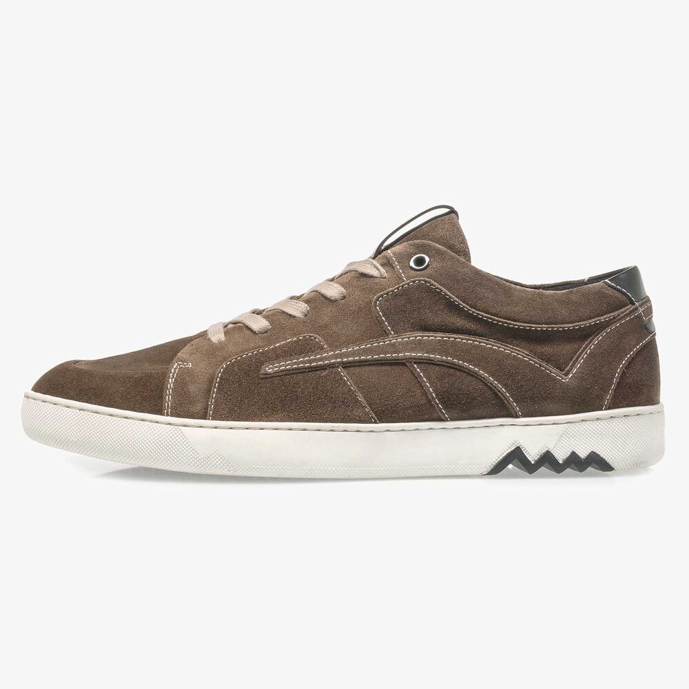 Su&egrave;de veterschoen donker taupe