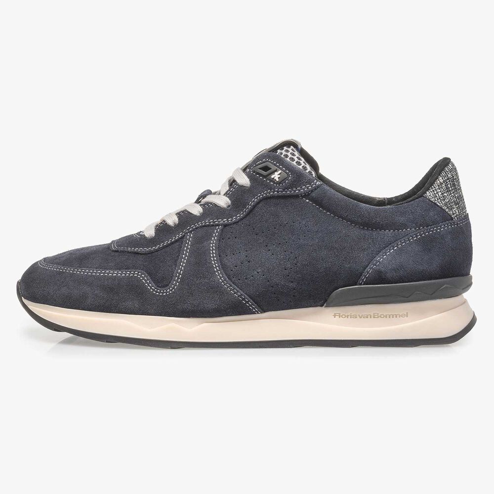Dark blue suede leather lace shoe