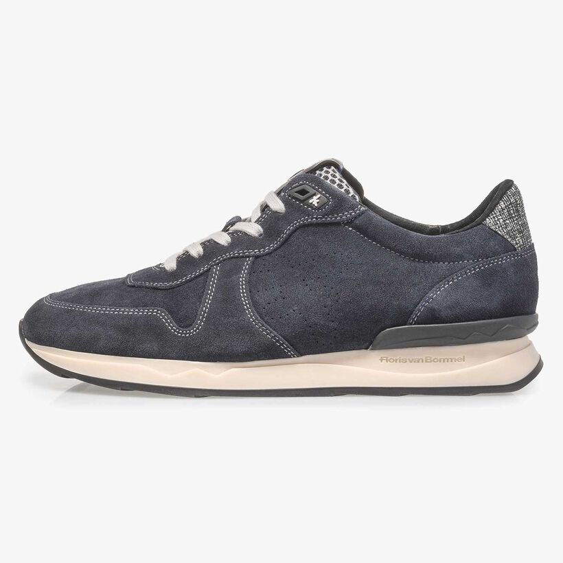 Dark blue suede leather lace shoe
