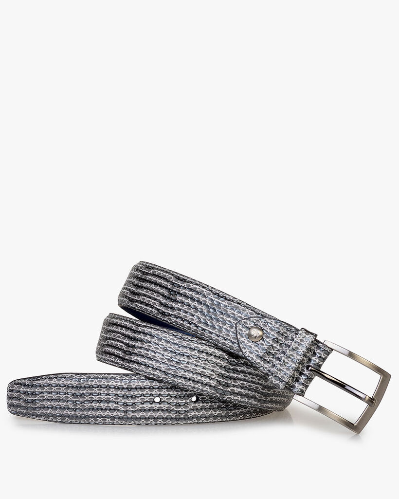 Riem metallic met print grijs