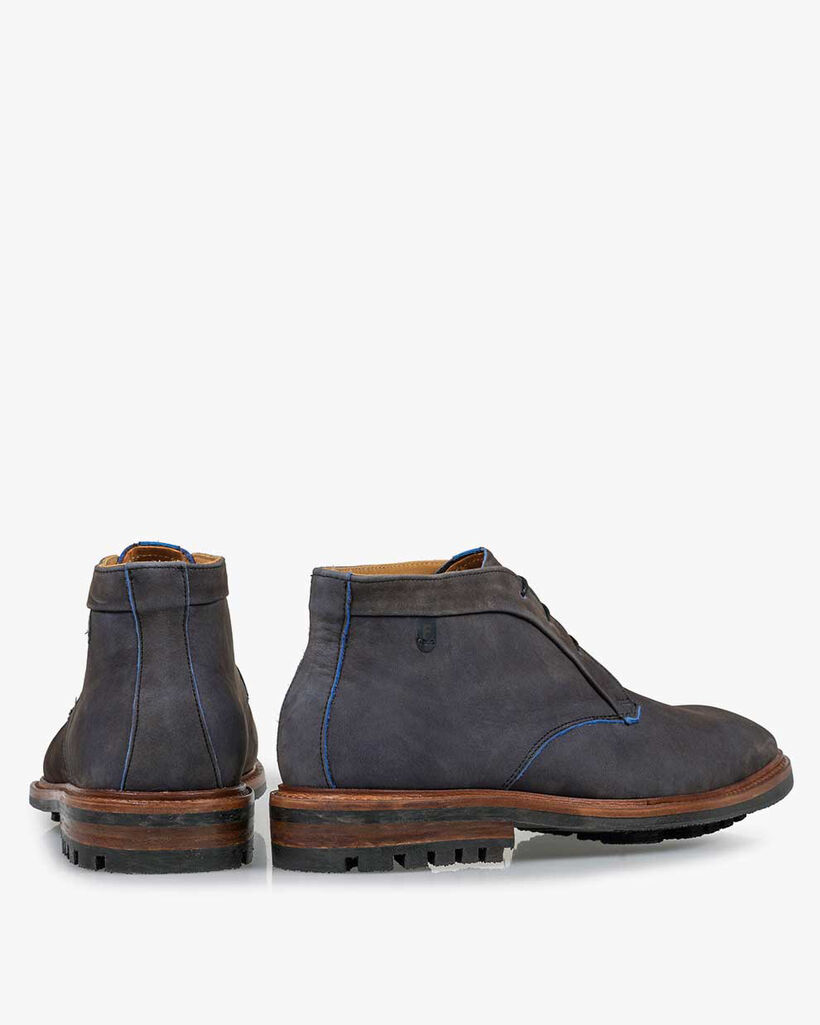 Veterboot nubuckleer donkerblauw