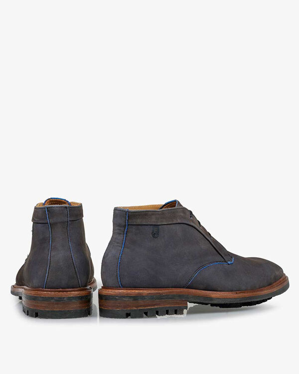 Veterboot nubuckleer donkerblauw