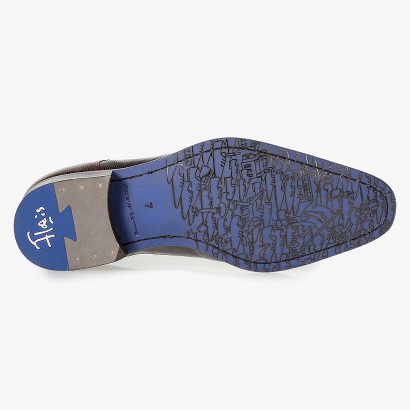 Premium donkerrode lakleren veterschoen met print