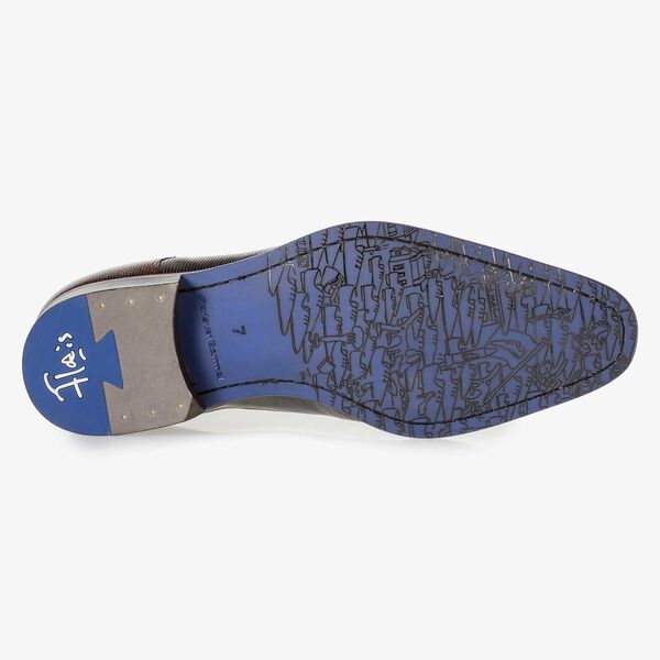 Premium donkerrode lakleren veterschoen met print