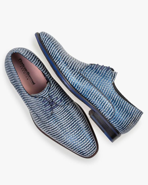 Veterschoen metallic met print blauw