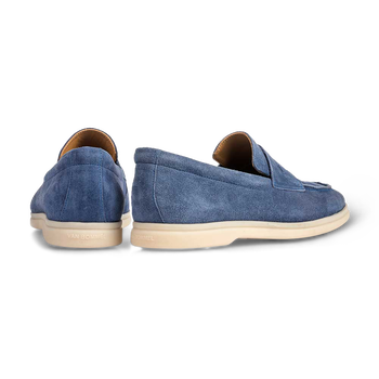 Blue suede leather loafer