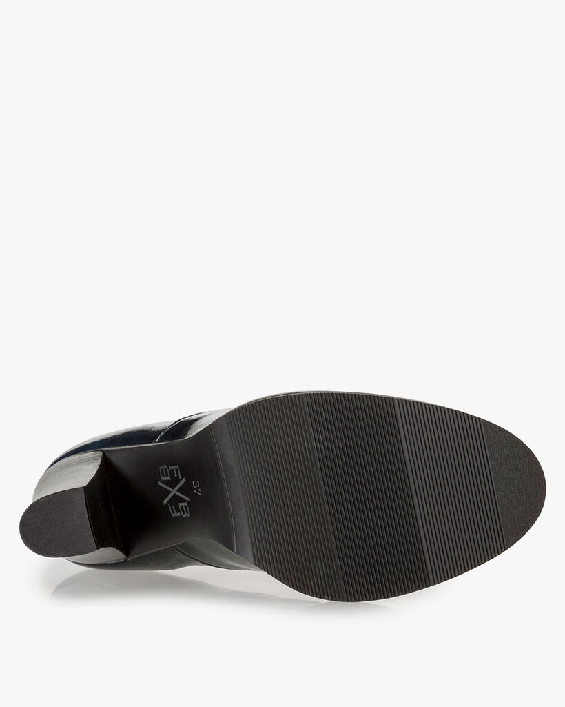 Blue patent leather heeled derby
