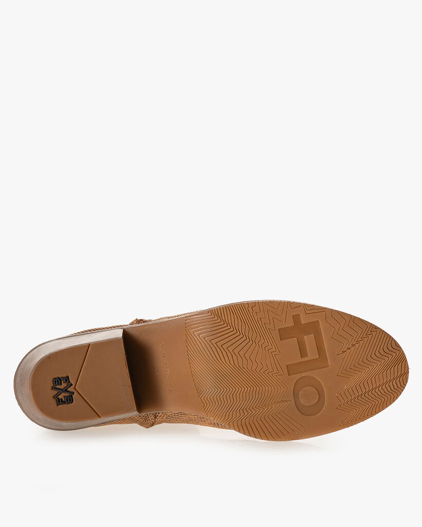 Enkellaars metallic cognac
