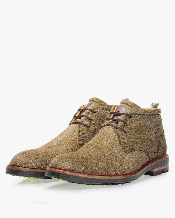 Lace boot pony taupe