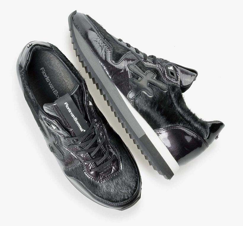 Zwarte lakleren sneaker met F logo