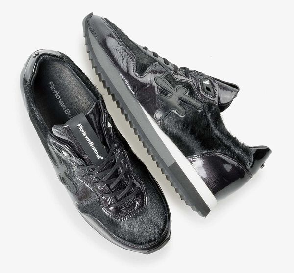 Zwarte lakleren sneaker met F logo