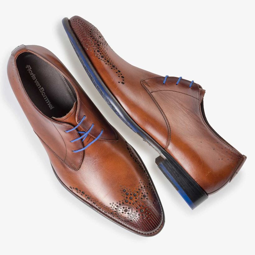 Cognac veterschoen met brogue details