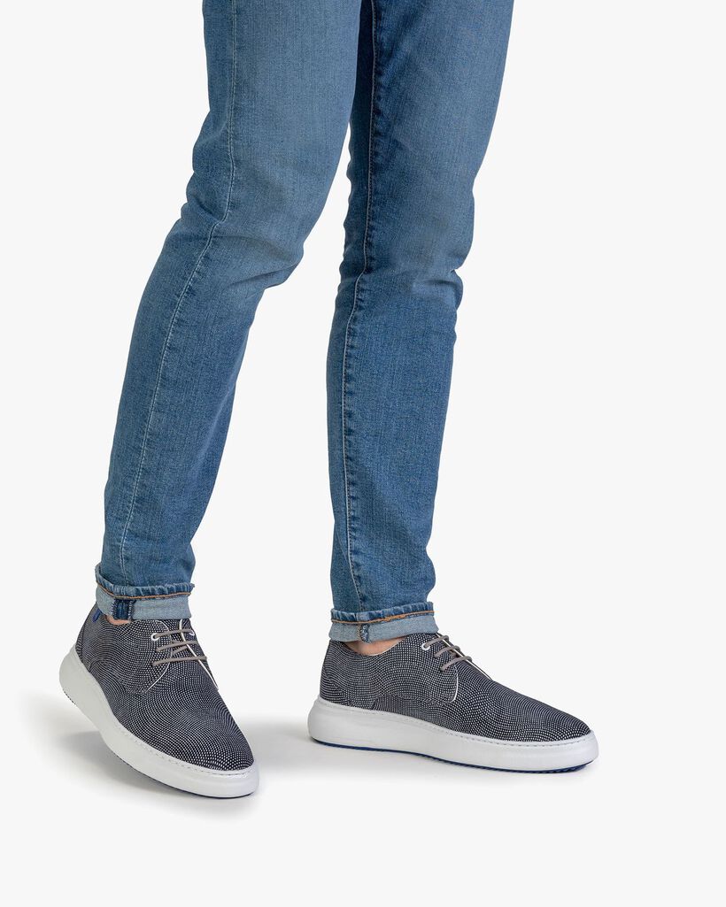 Sneaker geprint su&egrave;de blauw