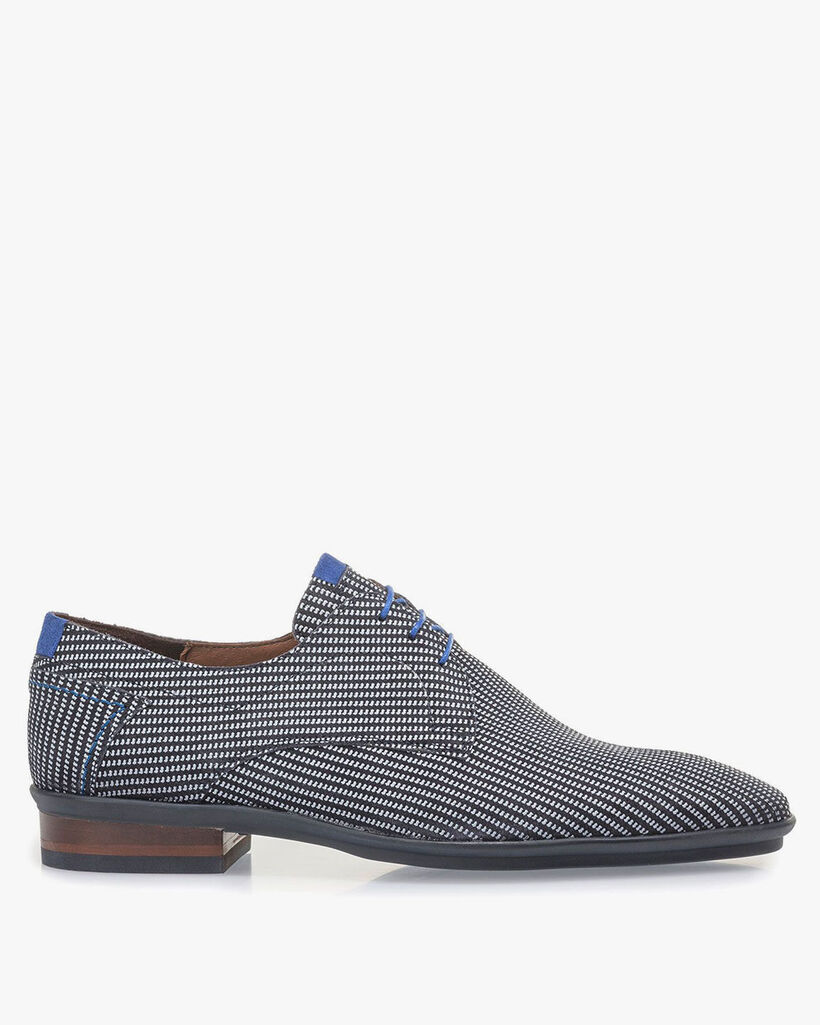 Blauwe su&egrave;de veterschoen