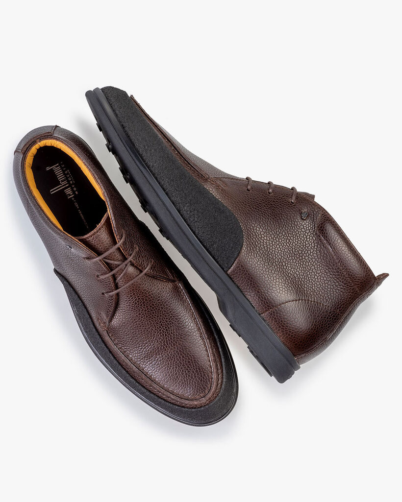 Lace boot printed leather brown