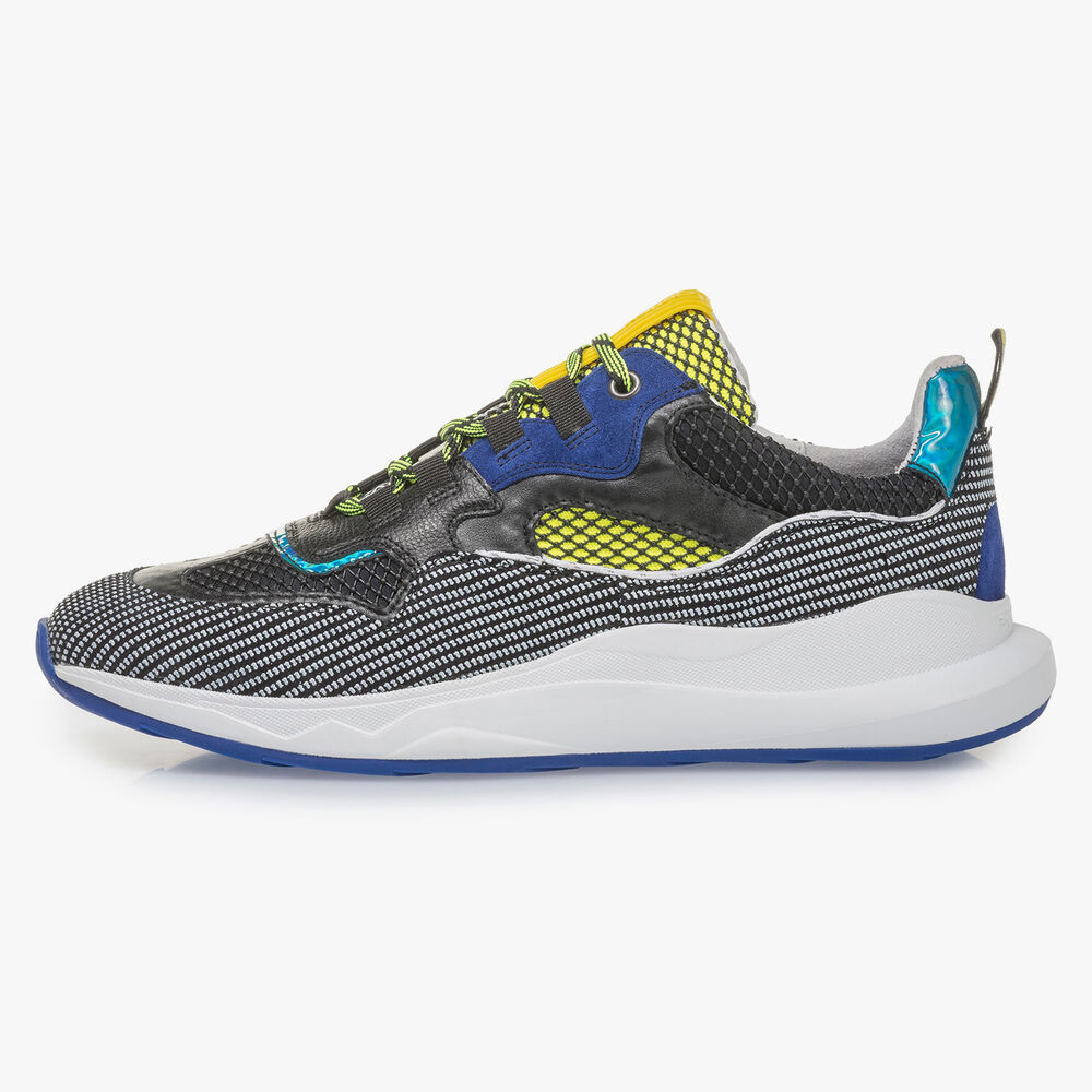 Premium su&egrave;de sneaker blauw/geel