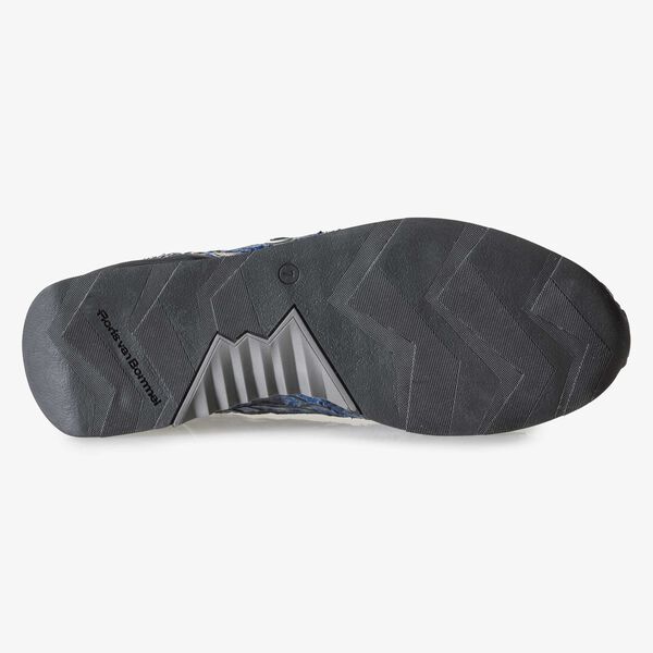 Blauwe lakleren sneaker met snakeprint