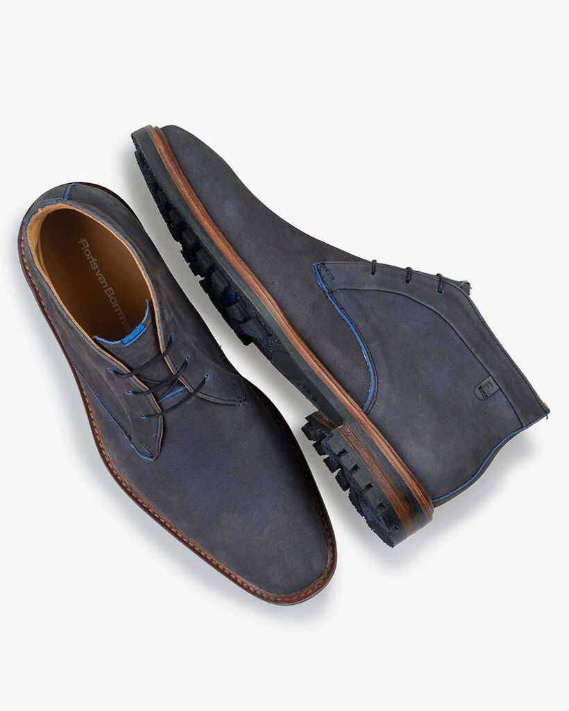 Veterboot nubuckleer donkerblauw