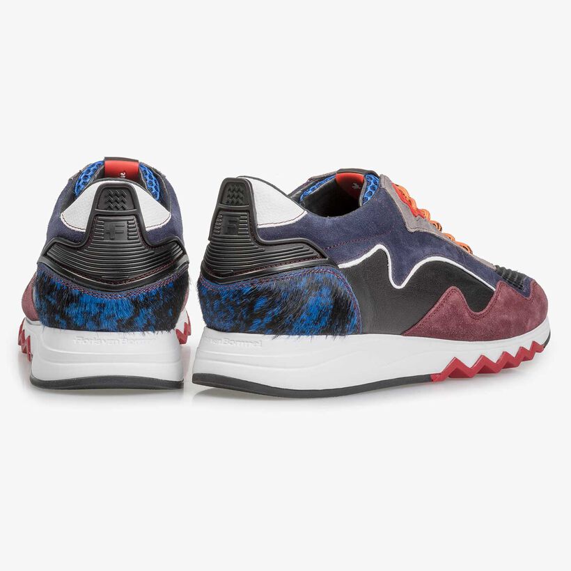 Red and blue suede leather sneaker
