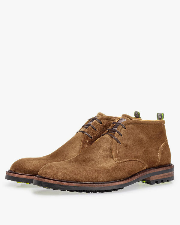 Lace boot suede leather beige