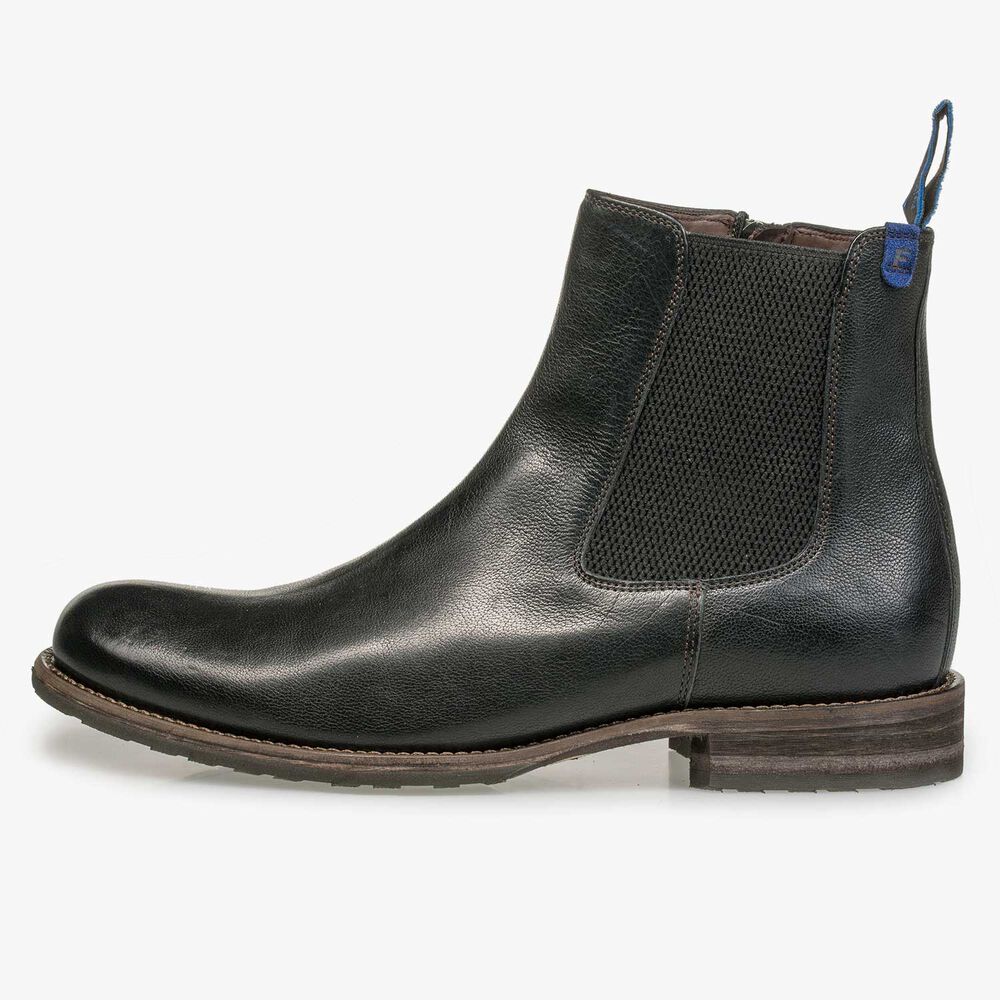 Wol gevoerde zwarte leren chelsea boot