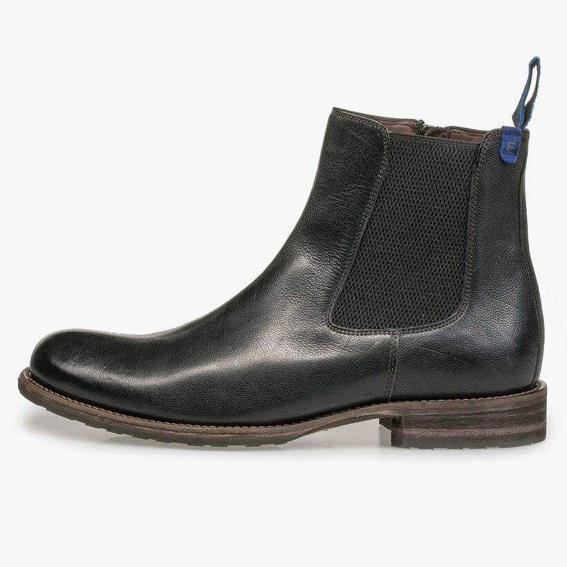 Wol gevoerde zwarte leren chelsea boot