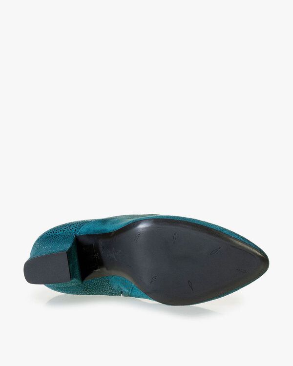 Blue ankle boots with metallic print