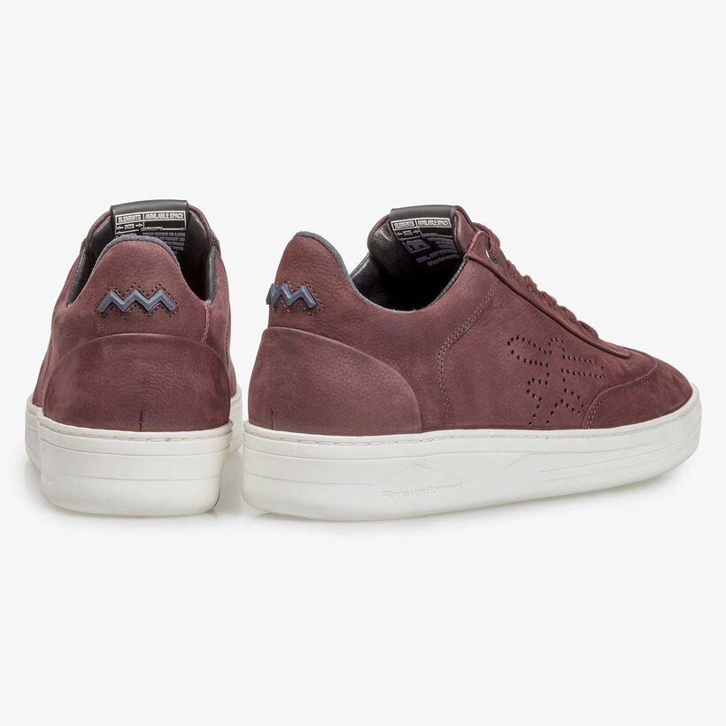 Red printed nubuck leather sneaker