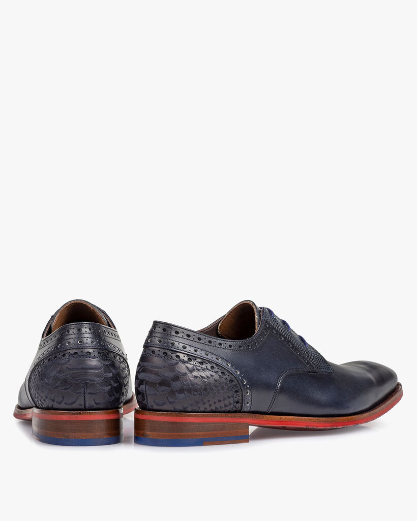 Lace shoe calf leather blue