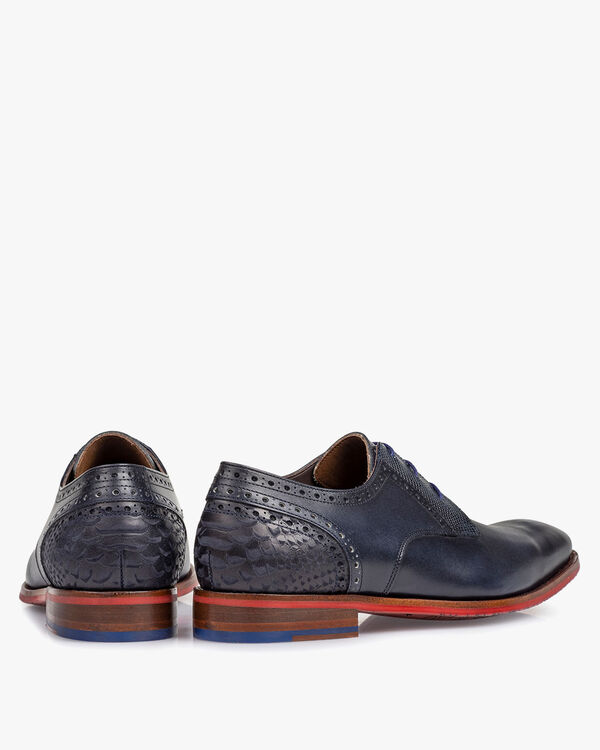 Lace shoe calf leather blue