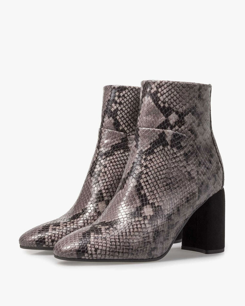 Grijze enkellaars snakeprint