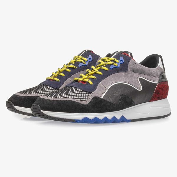 Su&egrave;de sneaker zwart/rood