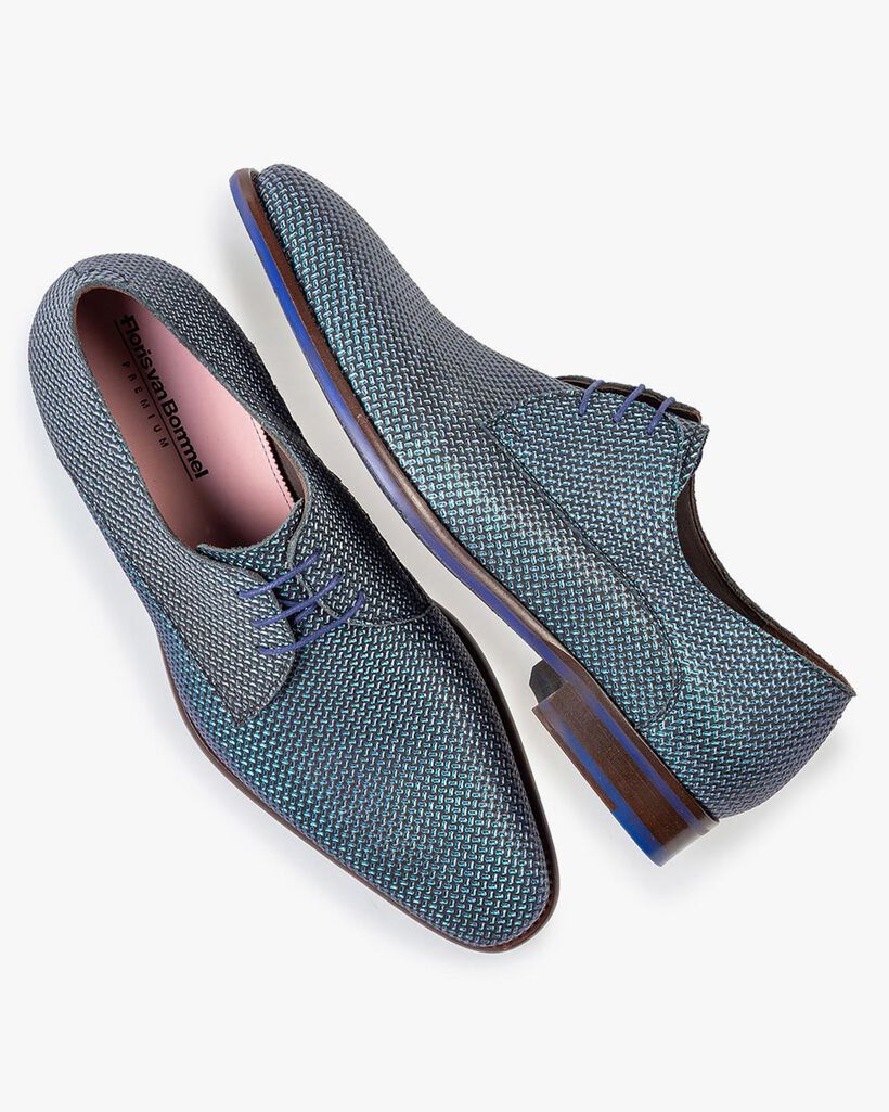 Veterschoen blauw metallic