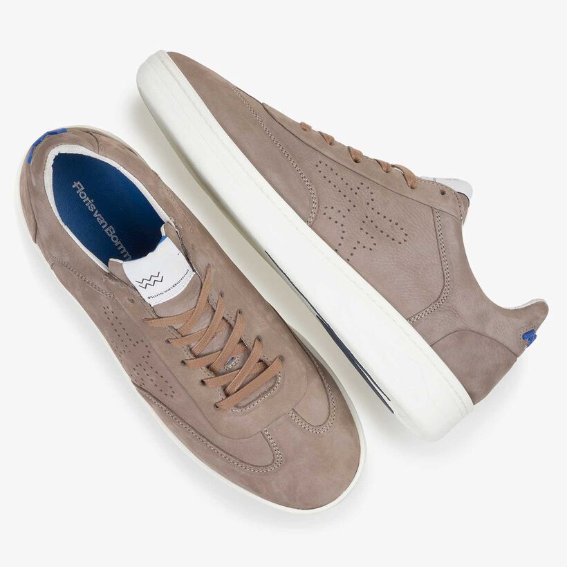 Nubuckleren sneaker taupe