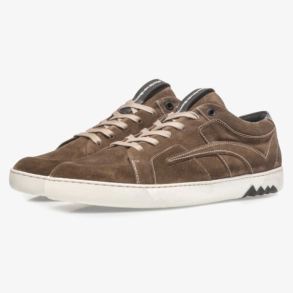 Su&egrave;de veterschoen donker taupe
