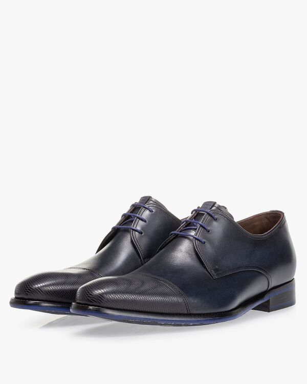 Lace shoe calf leather dark blue