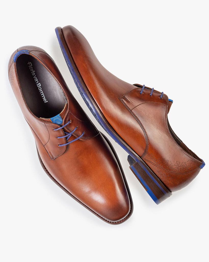 Veterschoen kalfsleer donker cognac