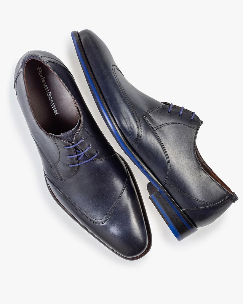Veterschoen donkerblauw kalfsleer